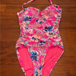Lilly Pulitzer Pink and Blue Floral One Piece Swimsuit